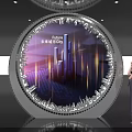 Main Energy Future City Visualization In Circular Display With Urban Skyline 3d model