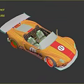 Yellow Convertible Sports Car Featuring Red Stripes Number 11 Blue Spoiler Red Wheels Brown Seats