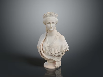 Medical Device Anatomical Bust Model In White Marble For Educational Use 3d model