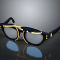 Fashionable Vintage Sunglasses With Black Frame Gold Accents And Tinted Lenses