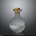 Transparent Glass Bottle With Round Body And Cork Stopper Containing White Substance