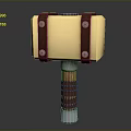 Golden Headed Hammer With Leather Straps Wooden Handle And Metal Shaft