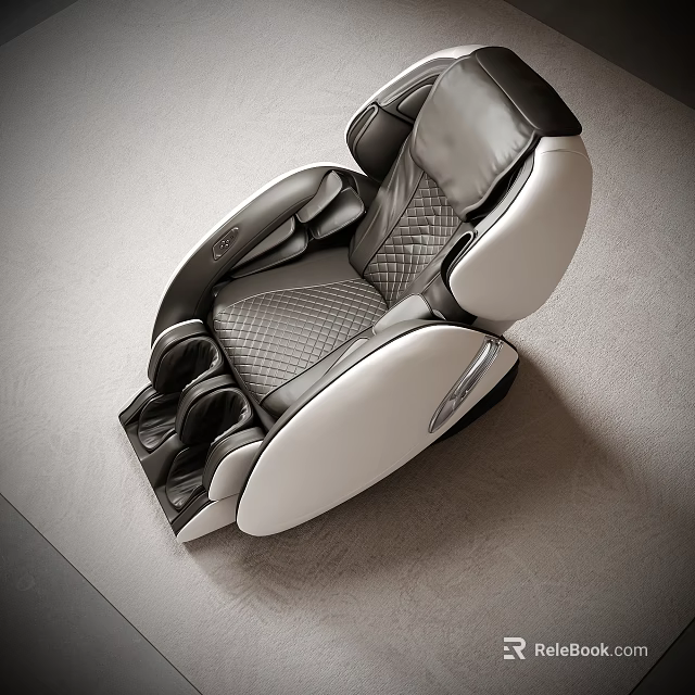 Modern Luxury Massage Chair With Leather Upholstery Ergonomic Design And Quilted Footrest 3d model 