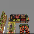 Fruit Vegetable Display Shelving Units with Multi Tiered Wooden Compartments for Fresh Produce Arrangement
