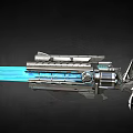 Futuristic Weapon Design Featuring Metallic Structure Blue Energy Beam And Sci Fi Elements