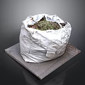 Plant Wrapped In White Bag Placed On Square Stone Slab
