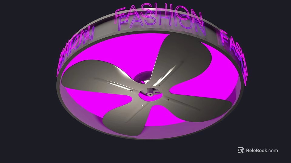 Modern Fashion Chandelier with Purple Background and Metallic Blades Design 3d model 