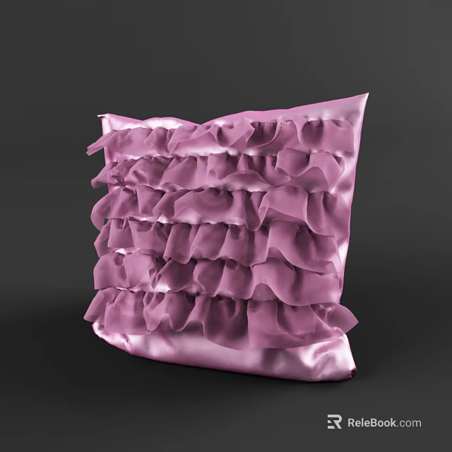 Ruffled Pink Satin Pillow with Soft Layered Texture for Home Interior Accent 3d model 