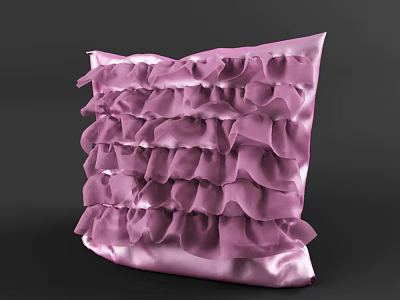 Ruffled Pink Satin Pillow with Soft Layered Texture for Home Interior Accent 3d model