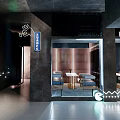Modern Bar Interior With Shelves Of Drinks Bar Counter And Seating Area