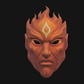 Fiery Themed Orange Mask With Flame Design And Central Eye Symbol