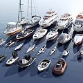 Variety Of Yachts And Boats On Blue Water
