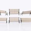 Outdoor Garden Chairs With Striped Seats And Black Metal Frames