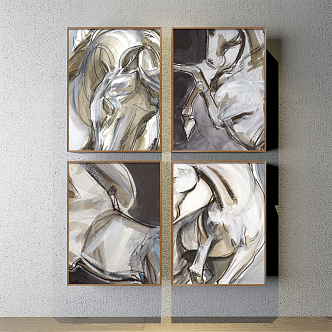 Modern Abstract Painting Simple Brown Commercial Space Abstract Decorative Painting 3d model