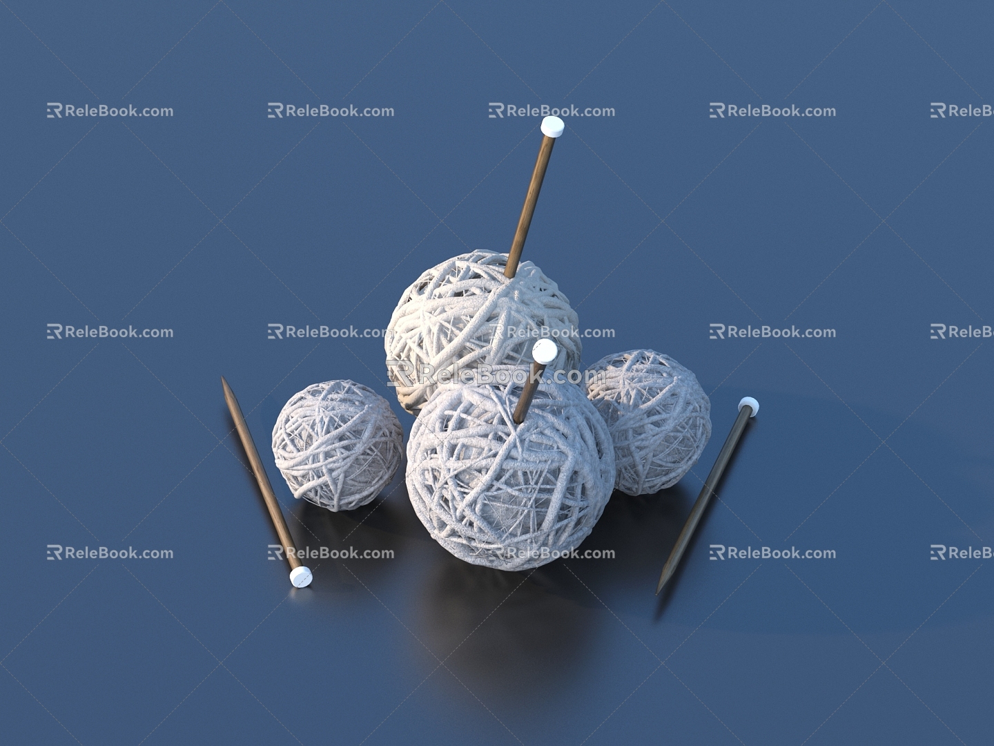 Wool ball pin art ornaments 3d model