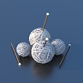 Wool ball pin art ornaments 3d model