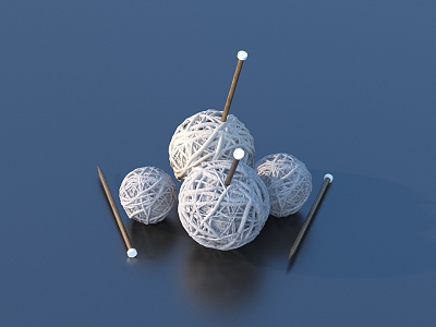 Wool ball pin art ornaments 3d model