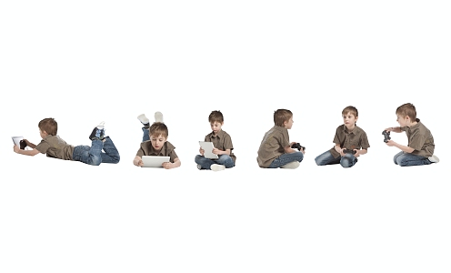 Child Boy Abroad Boy Run Sit 3d model