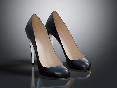 Black Patent Leather High Heels Stiletto Heel Classic Design for Women Footwear 3d model