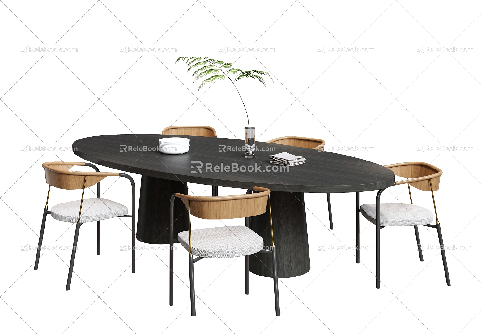 Modern Dining Table and Chair Combination 3d model