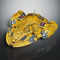 Yellow Futuristic Spaceship With Detailed Texture And Cosmic Exploration Design Features