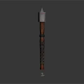 Ornate Decorative Axe Featuring Carved Metal Head And Detailed Wooden Handle