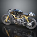 Vintage Black And Gold Motorcycle With Number 26 Classic Custom Design