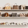 Stylish Handbags Displayed On Shelves With Various Colors And Different Designs