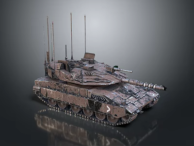 Military Tank With Multiple Antennas Long Gun Barrel Metallic Tracks And Camouflage Design 3d model