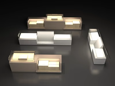 Modern Display Shelves With LED Lighting And Multi Tier Design For Retail Showrooms 3d model