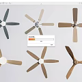 Different Designed Ceiling Fans In Gray Beige Wooden Hues With Various Blade Shapes
