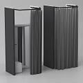 Dark Curtains In Modern Interior With Wardrobe And Mirror Design Elements 3d model