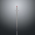 Traditional Decorative Sword With Silver Blade Red Gem And Cross Hilt