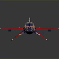 Red Blue And White Toy Airplane Model With Propeller On Dark Background