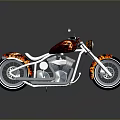 Custom Motorcycle With Flame Painted Body White Leather Seat And Chrome Engine Parts