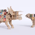 Unique Wooden Animal Shaped Bookcase With Multiple Shelves And Colorful Books