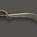 Decorative Weapon Featuring Engraved Blade Black Handle and Golden Ring 3d model