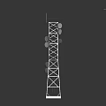 Tall Communication Tower With Metal Frame Structure Platforms And Antenna Equipment