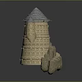 Tower Shaped Stone Decorative Furniture With Multi Layer Structure And Stacked Design