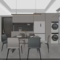 Bright Modern Living And Dining Room Interior With Full TV Wall And Round Coffee Tables