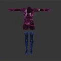 Fashionable Black Clothing Set With Red White Accents Long Sleeves Pants And Boots