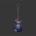 Modern Electric Guitar Featuring Purple Blue Gradient Finish White Pattern And Wooden Neck