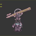 Vintage Golden Telescope with Black Metal Stand on Gray Background