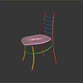 Modern Minimalist Single Chair with Wooden Seat and Metal Ladder Back Design