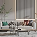 Modern Double Sofa Coffee Table 3d model