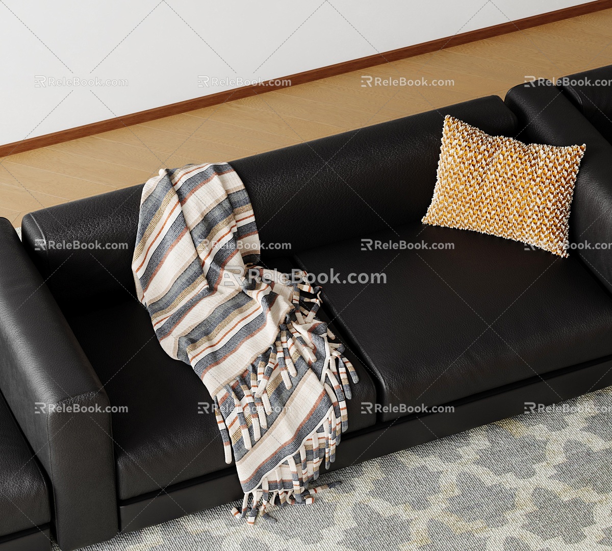 Pillow Sofa Pillow Striped Blanket Sofa Blanket Air-conditioning 3d model