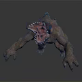 Hero Confronting Fantasy Monster With Open Mouth Sharp Teeth And Claws 3d model