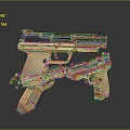 Pair of Modern Pistols With Wooden Grips And Black Frames For Tactical