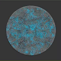 Ornate Round Blue Illuminated Jewelry Piece With Intricate Pattern Design