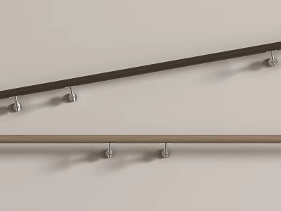 Wooden Handrails With Metal Brackets Mounted On White Wall For Interior Design 3d model